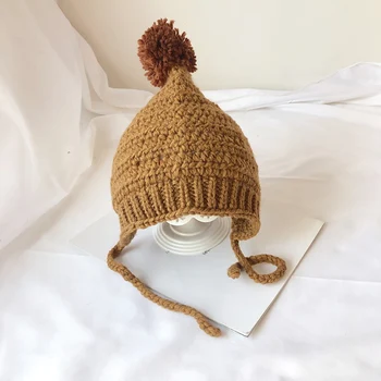 

48-60CM Autumn Baby Girls Boys Toddler Solid Print Hats With Ball Design Casual Caps Headwear 2-8Y