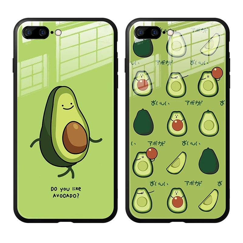 

Tempered Glass Case For Huawei Honor 10 9 lite v9 v10 v20 Green Cartoon Cute Avocado Hard Cover For Huawei Honor 9 10lite Casing