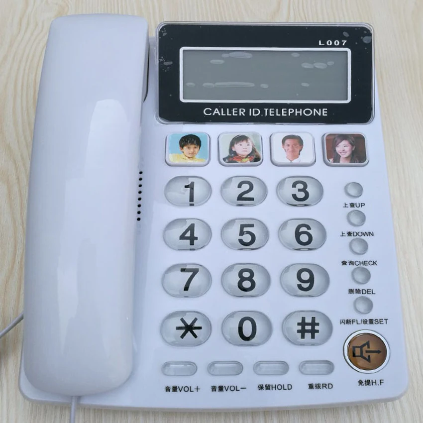 Настольный телефон, АОН, телефон с 4 картинками, система FSK/DTMF, регулируемая громкость и яркость, громкая связь для старших|Телефоны| | АлиЭкспресс