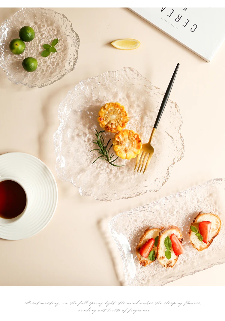 Description Picture 4 of itemClear Japanese Glass Plates, Sushi Platter, Dessert Snack Salad Dinner Plate for Kitchen,Trinket Dish, Dishwasher Safe
