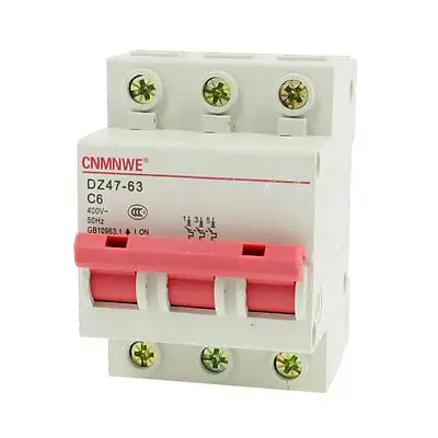 

3P Overload Proetction Circuit Breaker 400VAC 6A 6000A DZ47-63 C6