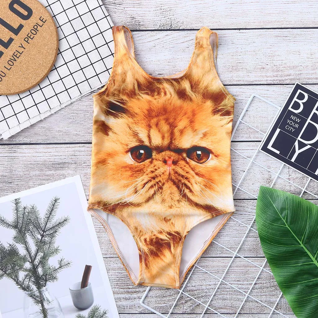 

Toddler Kids Girl Sleeveless Cat Swimsuit 3D Children Digital Printed Swimsuit Swimsuit L1128