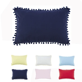 

Washed cotton sofa cushion cover with cute pompom ball 30x45/45x45/40x60/48x74/50x50/50x70/60x60cm decor pillow case home hotel