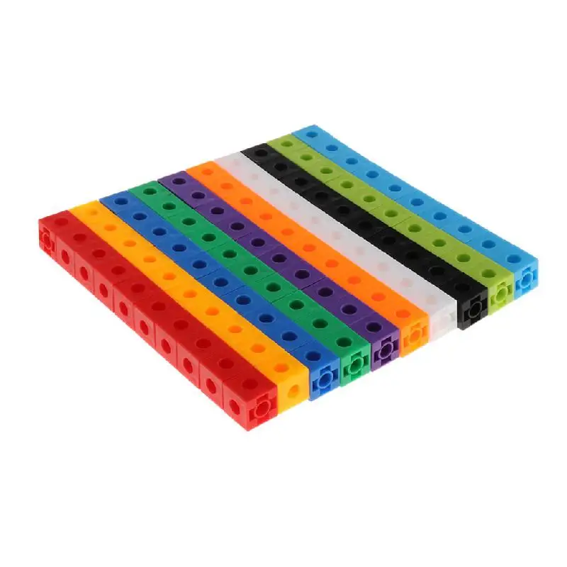100pcs 10 Colors Multilink Linking Counting Cubes Snap Blocks Teaching Math Manipulative Kids Early Education Toy Teaching Aids