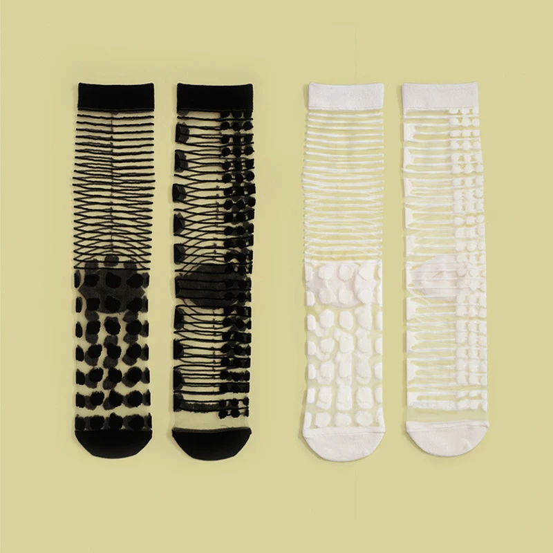4 пары в партии женские тонкие носки полупрозрачные белые черные женские милые носки