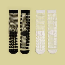 4 пары в партии женские тонкие носки полупрозрачные белые черные женские милые носки