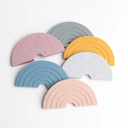 New Design Rainbow Shape Teether Toys Food Grade Molar Baby Toys  Easy To Carry Chewing Gadget Infant Teething Gift