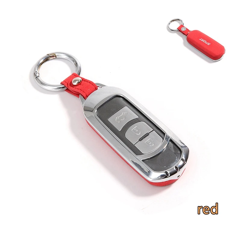 High Quality Car Suede TPU Keyring Holder Cover Case For Mazda CX-5 CX-9 Axela Mazda 6 Atenza 2/3/4 Button Smart Fob Key Protect - Название цвета: Красный