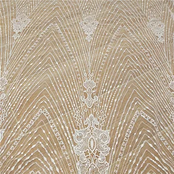 

Newest fashion wedding dress gown fabric french seuqins embroidery lace worldwide shipping sell by yard