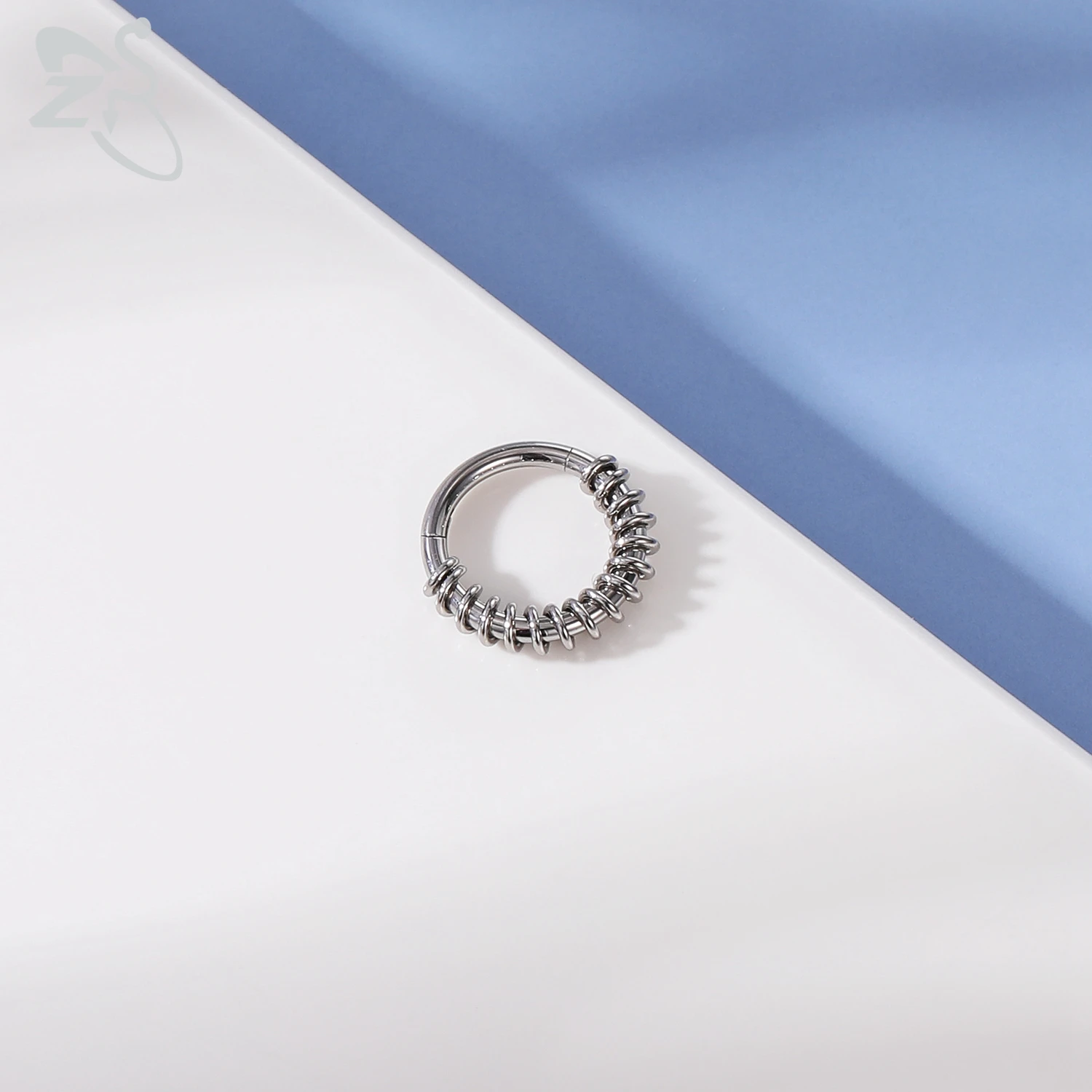 Piercing Jewelry 1 PC 316L Stainless Steel Nose Ring Moon Round Septum Clicker CZ Crystal Ear Tragus Cartilage Helix Lip Piercing Jewelry 8MM