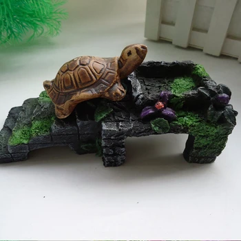 

21*10*7cm Aquarium Fish Tank Turtle Tortoise Climbing Platform Turtle Drying Back Platform Resin Fish and Shrimp Dodging Hole