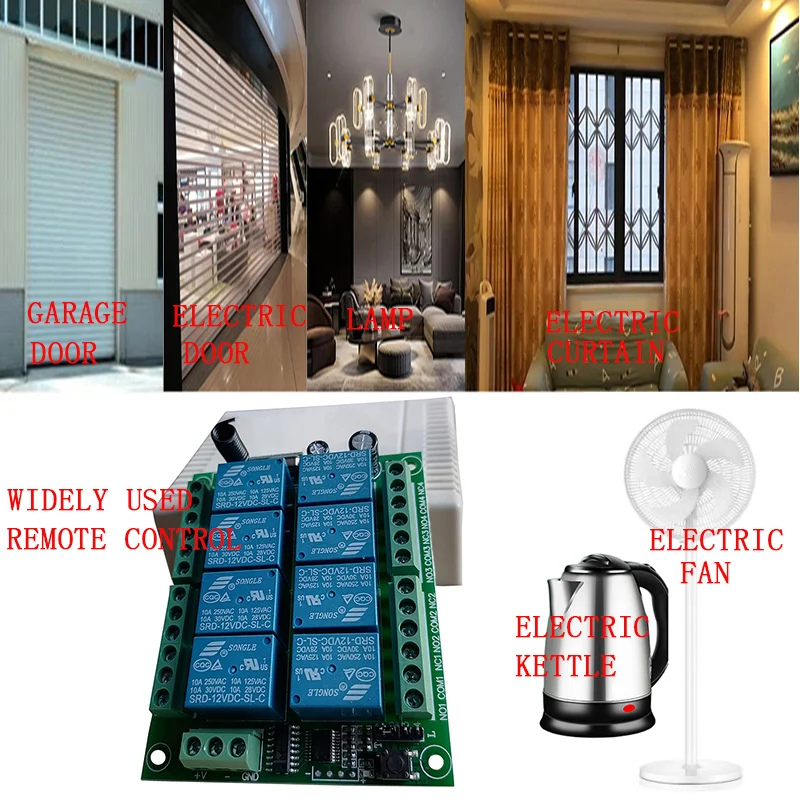 433MHZ DC 12V 24V 8CH RF Interruttore di telecomando senza fili Sistema di controllo remoto Ricevitore Trasmettitore industriale Relè 8CH - immagine 3