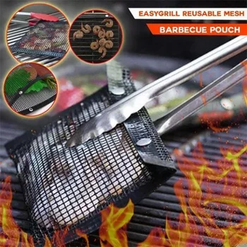 

High Temperature Resistant Barbecue Bag Reusable Grilling Mesh Bags Non-Stick Barbecue Bag for Electric Gas Charcoal Grill