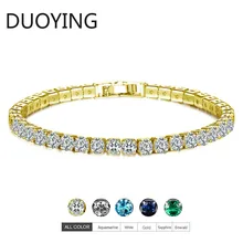 Модный Теннисный браслет из кубического циркония для женщин и девочек, белое золото/зеленый/синий покрытый фианитом браслеты/Кристальные подарочные браслеты