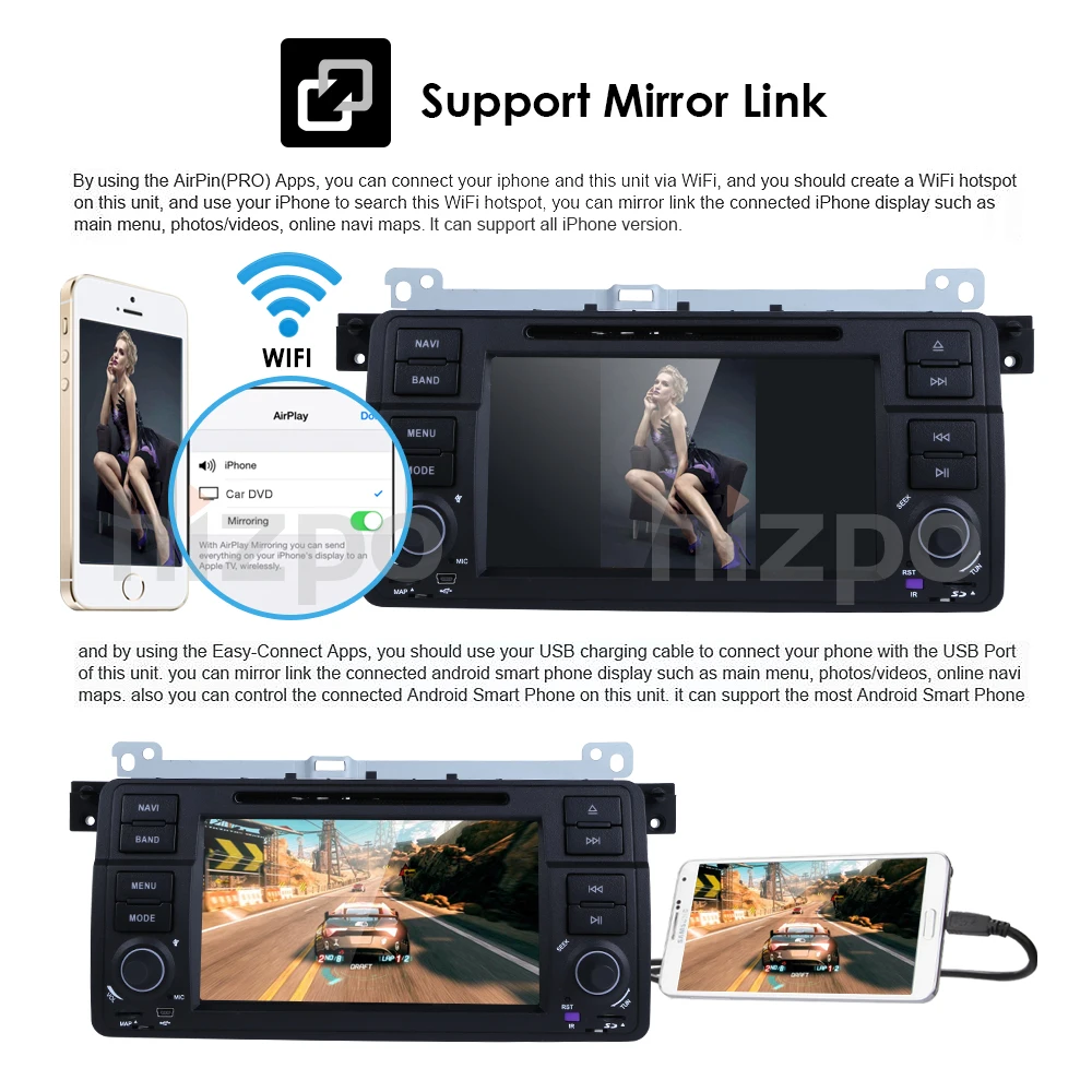 2G+ 16G 7-дюймовый четырехъядерный Android9.0 2DIN автомобильный dvd-монитор радио для BMW E46 Аудио Видео DVBT, Wi-Fi, 4G, USB, SD, cam-в OBD2 SWC DVR DAB