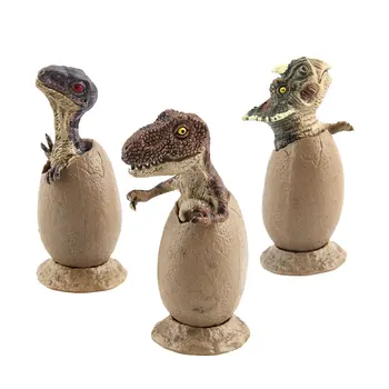 

3Pcs Semi-hatched Dinosaur Eggs Dinosaur Model with Base Plastic Animal Model Children's Toy Birthday Gift