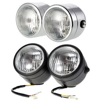 

Modified Motorcycle Headlights Retro Prince Lights Round Headlights with Double Eyes and Two Heads Suitable for