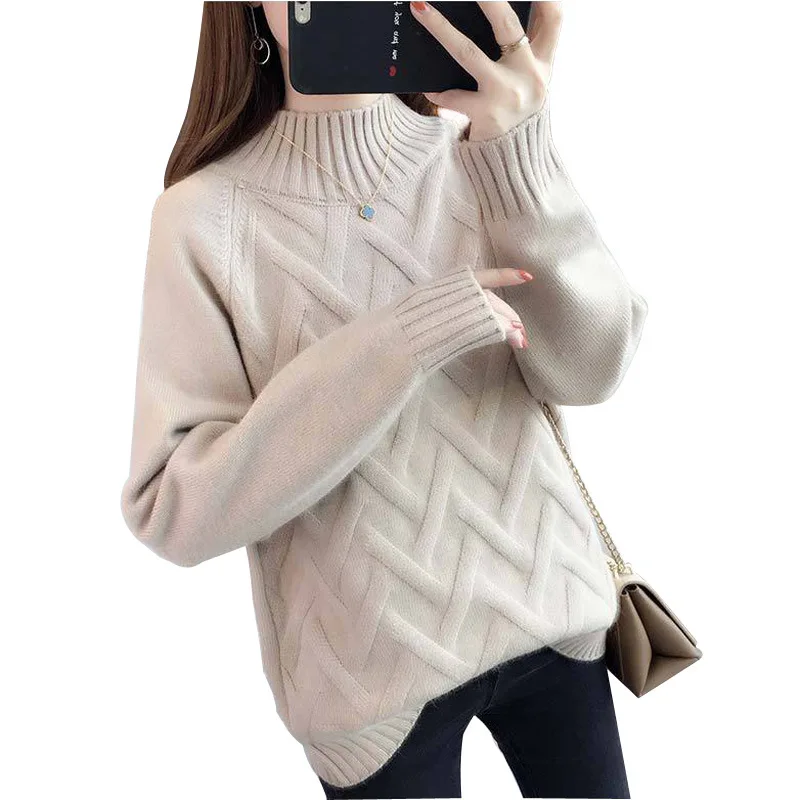 turtleneck knitted sweater pull femme hiver sueter mujer invierno pullover women tricot femme white black winter clothes