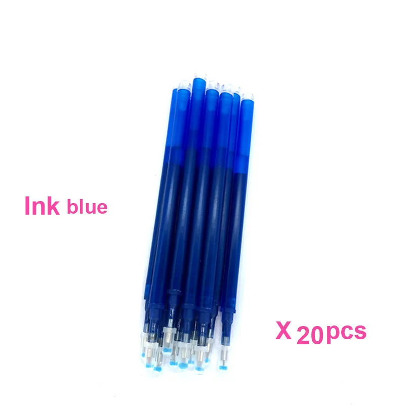 Dark blue Xiamei 20 шт стираемая гелевая ручка, сменная ручка для письма, стираемые заправки для гелевых чернил, ручка для студентов, 8 цветов, школьные принадлежности - Цвет: Dark blue