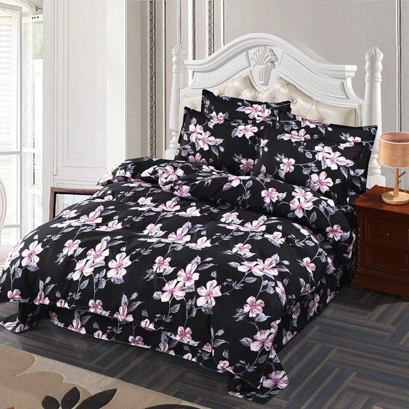 

Flower Stripe Bed Linen Bedding Set Home Textiles 4pc Family Set Include Bed Sheet&Duvet Cover&Pillowcases Full Queen King Size