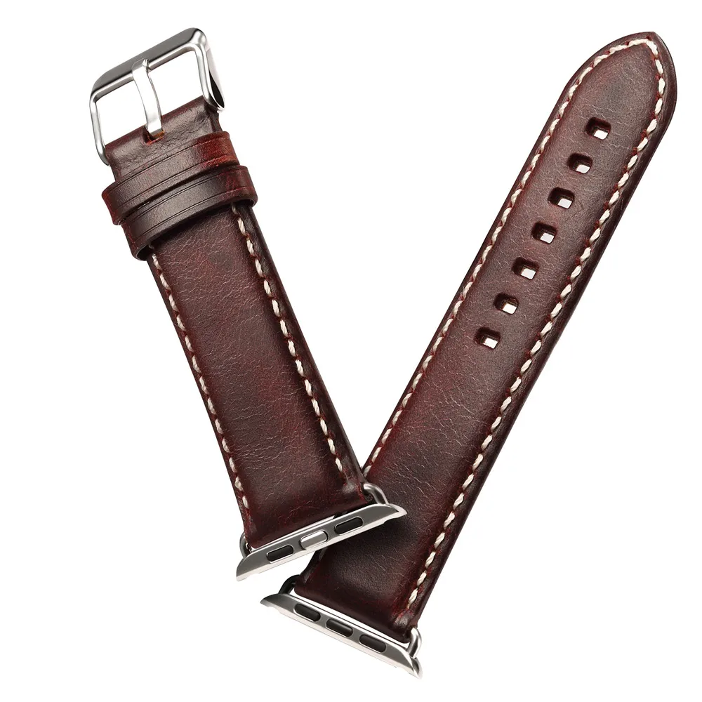 Мужской классический ремешок для Apple Watch Band Series 6 5 4 3 2 SE коричневый/черный браслет