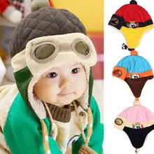 Зимняя теплая шапка шляпа шапочка пилот вязаный комплект шапки хлопок сплошной цвет детские шапки высокого качества