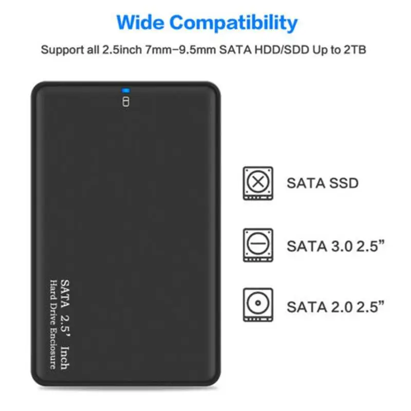 2,5 дюймов Usb 3,0 Sata Hd коробка Hdd жесткий диск внешний жесткий диск Uasp 5 Поддержка инструмент корпус чехол для Ssd/Gbps жесткий диск 2 ТБ Жесткий черный M4P0