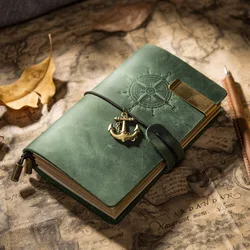 Bloc notes de voyage rétro en cuir fait à la main, Notebook de Style européen rétro 
