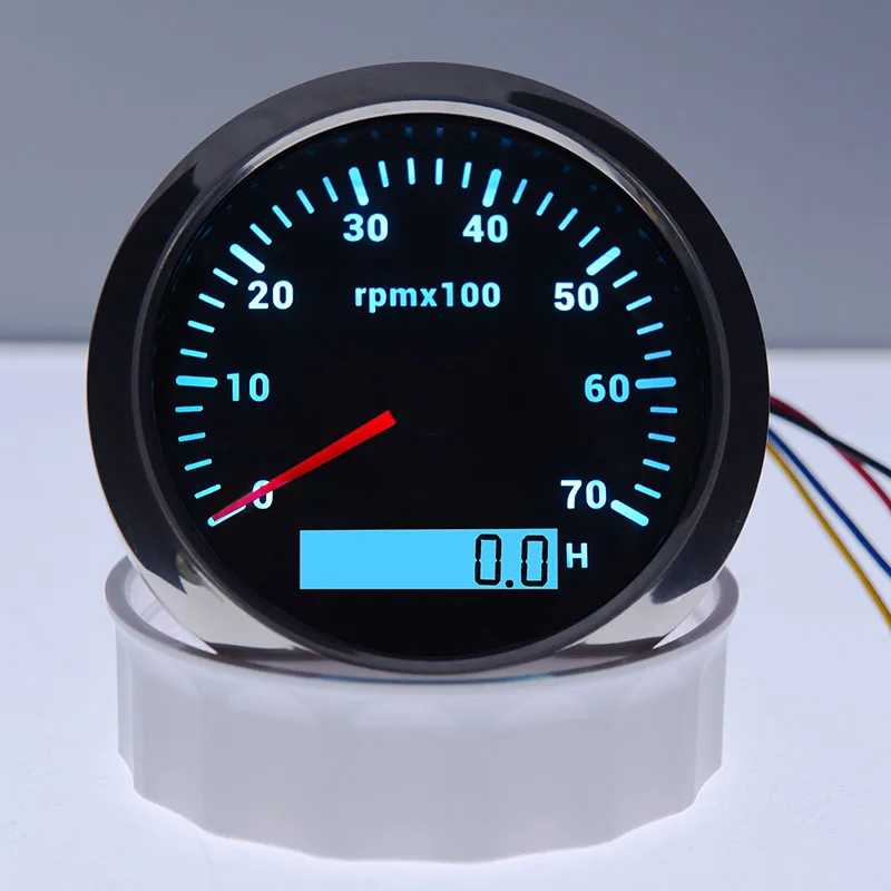 LCD 시간 계량기 장착 타코미터, 해양 보트 자동차 RPM 게이지, 0-3000 4000 8000 RPM 계량기, 7 가지 색상 백라이트, 85mm