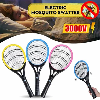 

3000V Electric Mosquito Swatter Insect Racket Zapper Rechargeable Fly Kill Fly 3-layer Network Bug Zapper Killer Trap LED Lamp