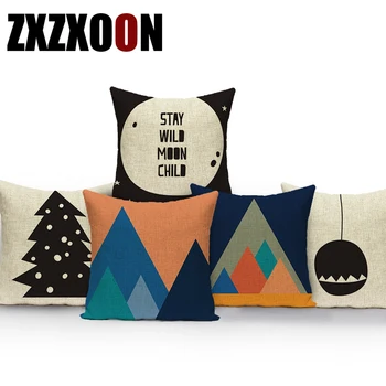 

Nordic Style Black White Christmas Trees Leaf Letter Home Cotton Linen Seat Pillow Cojines Decorativos Para Sofa Cushion Cover