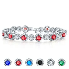 OF-LILU, брендовые, очаровательные, классические, ААА кубический циркон, Круглые, шесть цветов, браслеты и браслеты для женщин, свадебные, вечерние, подарок на день рождения