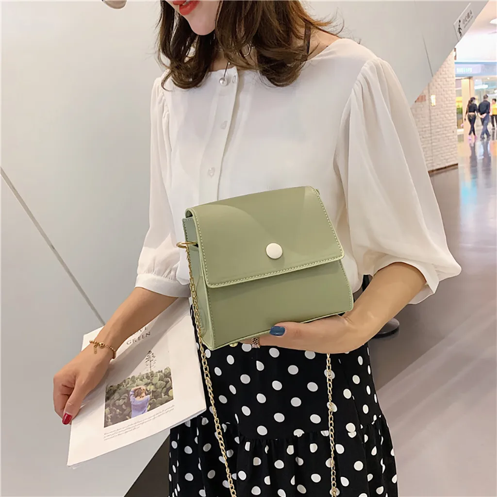 

Women's Simple Small Flap Bag Leather Small Shoulder Bags Summer Handbags Fashion Casual Chain Cross Body Bag For Women 2019 #20