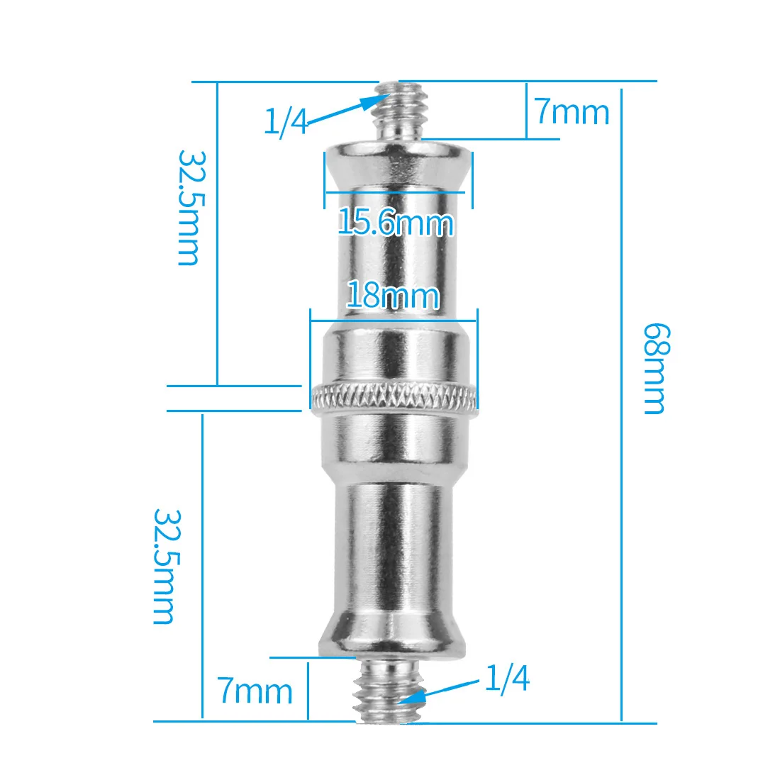 Description Picture 2 of item1/4" to 3/8" Spigot Stud Male to Male Screw Adapter Metal SLR Camera Hand Tool for Flash Light Tripod Photo Studio Accessories