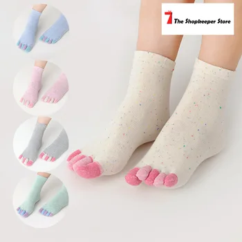 

Quality ladies color cotton winter color five-finger tube in a short tube Korean version of five-toe socks