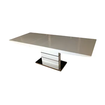 Mesa plegable moderna minimalista de acero inoxidable, comedor blanco, panel, mesa de comedor, plegable