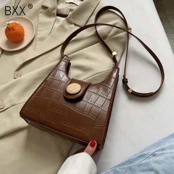 

[BXX] Crocodile Pattern PU Leather Crossbody Bags For Women 2020 Autumn Classic Shoulder Handbags Ladies Trend Travel Bag HO841