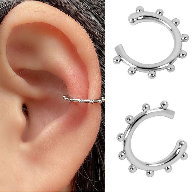 Earrings Without Ear Hole Star Wrap Clip On Earrings Earcuff for Women Chain Hollow Ear Cuff  Fake Earring Piercing