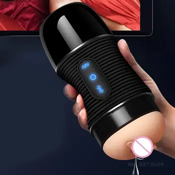 Bluetooth Speaker Automatic Vibrating Male Masturbation Cup Sex Vagina Machine Glans Penis Training for Man Real Pussy Sex Toys