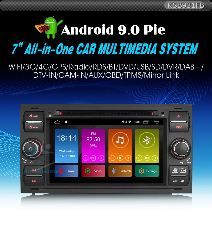 Sale 7" Car DVD Player Android 9.0 DAB+Autoradio Car stereo GPS Navi for Ford Transit MK7 Kuga Bluetooth Car Radio USB Wifi TPMS 0