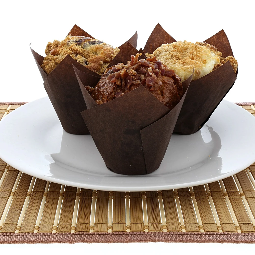 Boite A Muffins En Papier Style Tulipe Emballage De Gateau Resistant A L Huile 50 Pieces Aliexpress