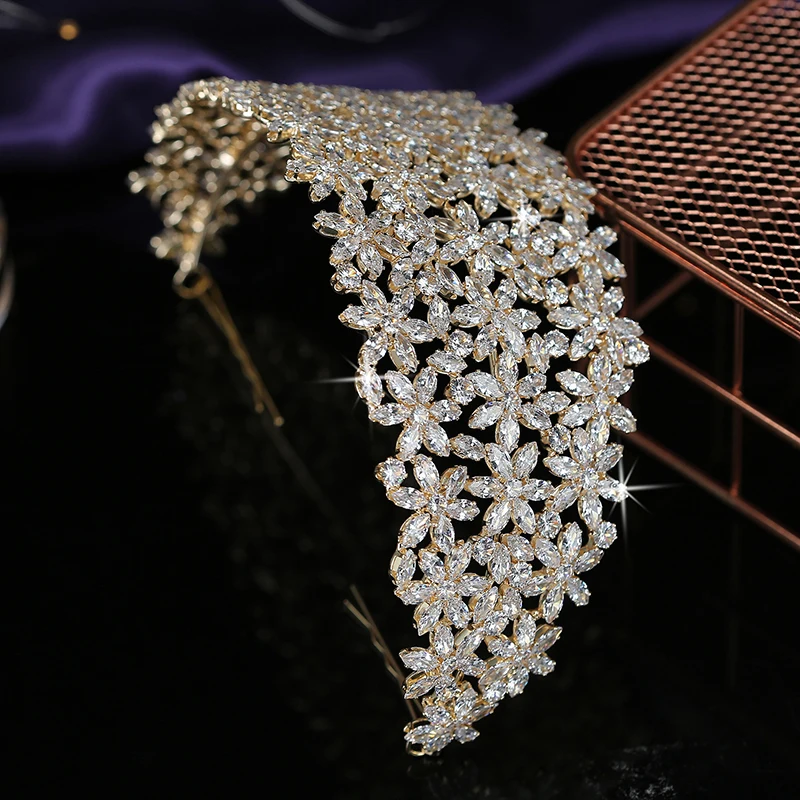 Crown HADIYANA Flower Design Temperament Women Wedding Bridal Hair Accessories Party Tiaras And Crowns Zircon BC5460 Corona