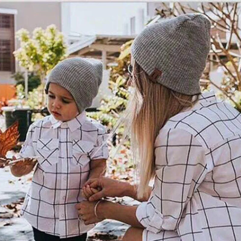 

New Baby Girl Boy Winter Hat Baby Soft Warm Beanie Hat Crochet Elasticity Knit Hats Children Casual Warm Cap Parent-child cap