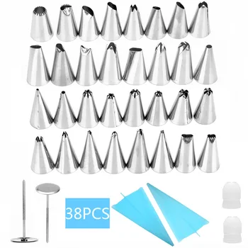 

FUNBAKY 38pcs Cake Decorating Tools Turntable Pastry Nozzles for Cream Cookies Party Kitchen Dessert Baking Supplies