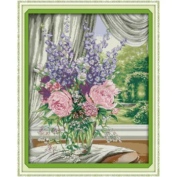 

Window vase Embroidery Floss DMC Cross Stitch In 11CT 14CT DIY Needlework Counted Cross Stitch Kits for Embroidery Cross Crafts