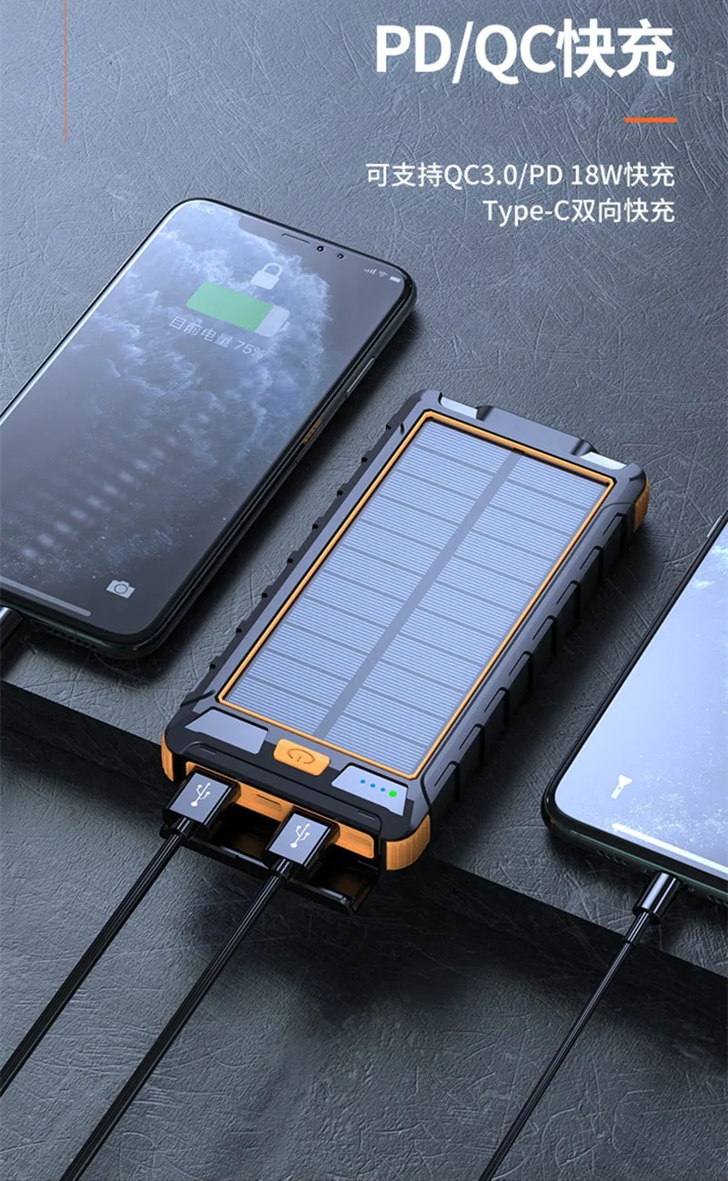 Solar Power Bank 80000mAh Portable Charging Power Bank External Battery Charger Power Bank For iPhone 12 Pro Xiaomi Huawei pebble power bank