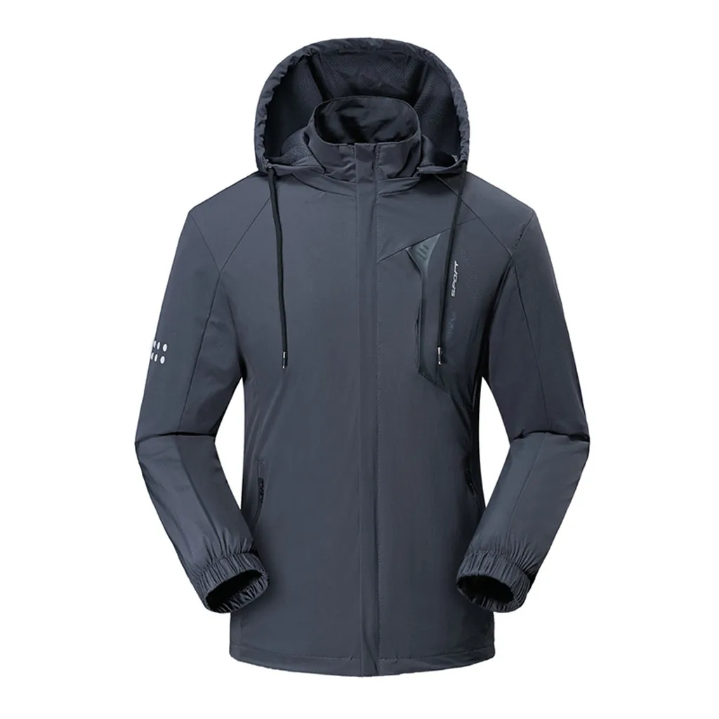 Толстая верхняя одежда зимние куртки мужские Осень повседневные водонепроницаемые быстросохнущие дышащие спортивные уличные мужские парки пальто casaco masculino - Цвет: Серый