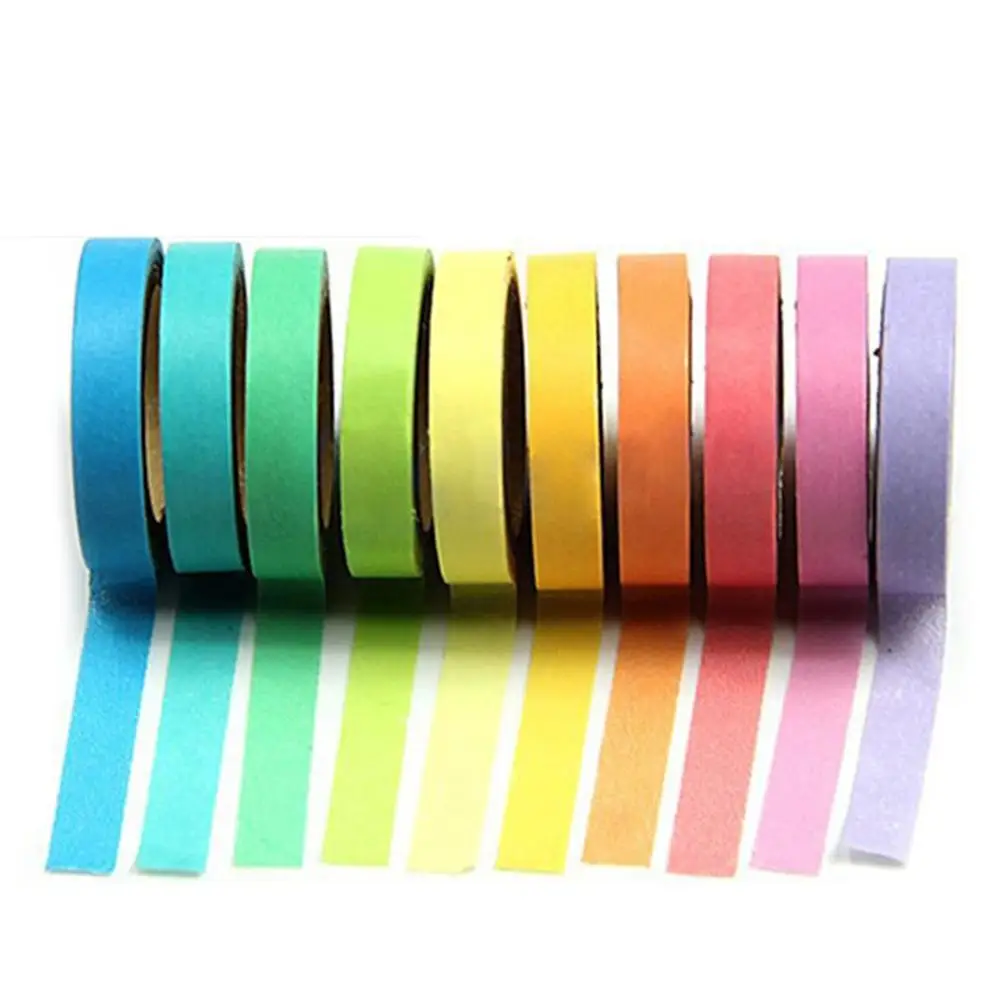 

10 Pcs 5m Mini Multicolor Long DIY Sticky Paper Self Adhesive Roll Tapes Set