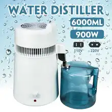 6L бытовой дистиллятор чистой воды машина дистиллированной воды дистилляции Очиститель фильтр из нержавеющей стали стеклянная банка угольный фильтр