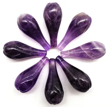 

(12 pieces/lot) 24x10mm Carved Amethystes Bud Pendant Beads Fashion Jewelry